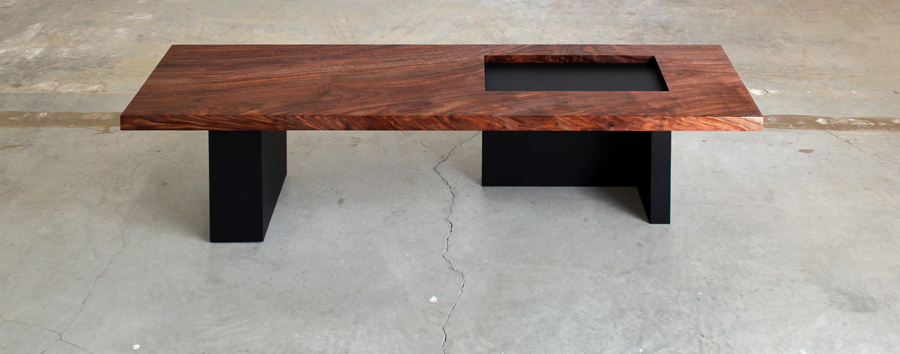 hand-built solid wood and steel table