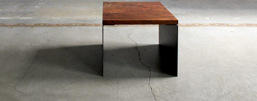 Chadhaus solid wood and steel ferro side table - designed and handmade in Seattle, USA